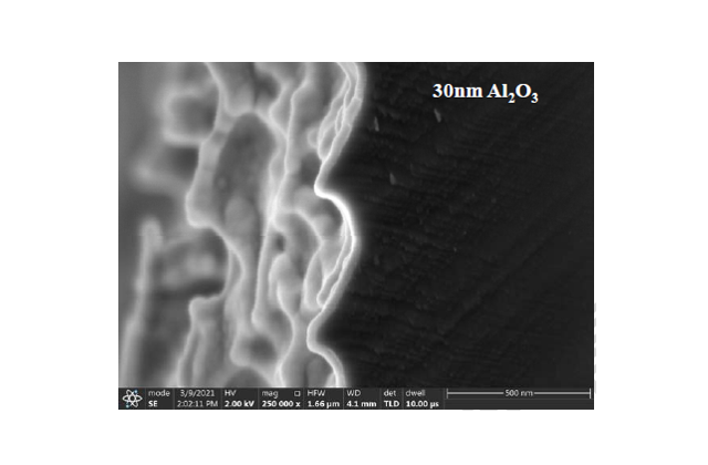 Конформность осаждения слоя Al2O3 30 нм